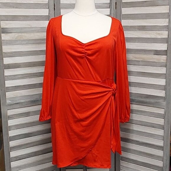 Women's Balloon Long Sleeve Wrap Dress | Ava & Viv | 1X - Picture 1 of 8